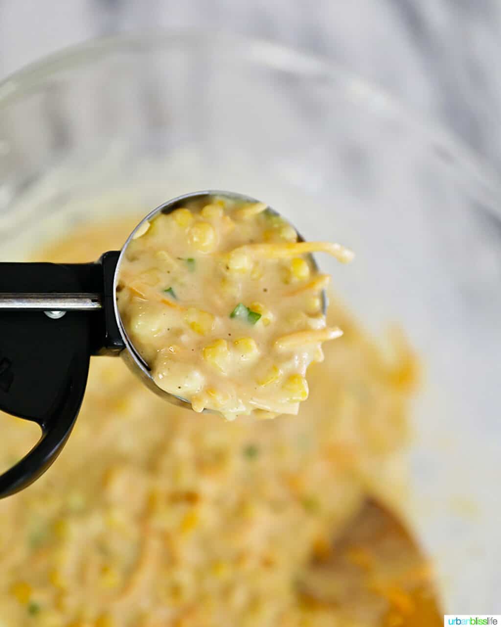 scoop of corn fritter batter