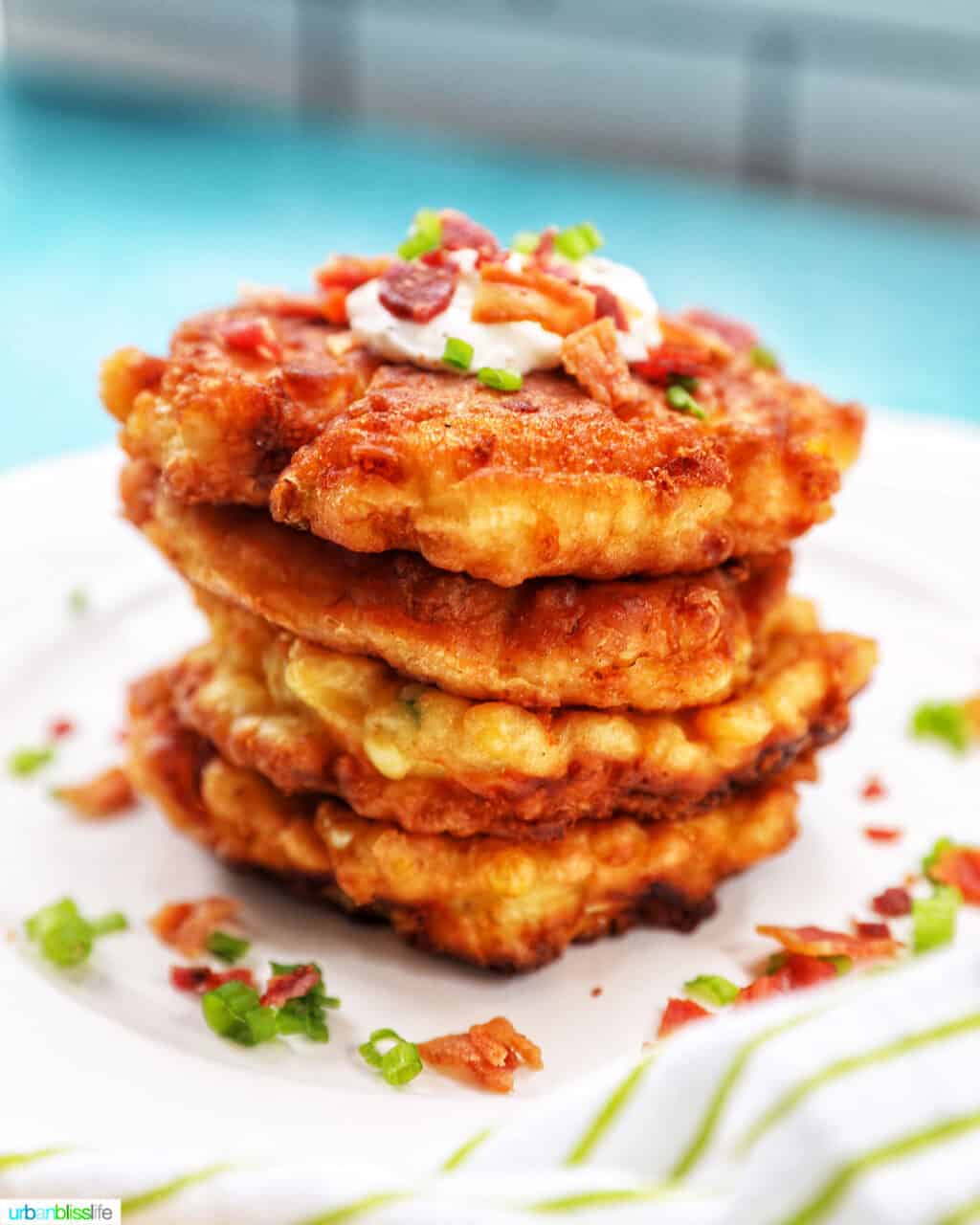 stack of corn fritters