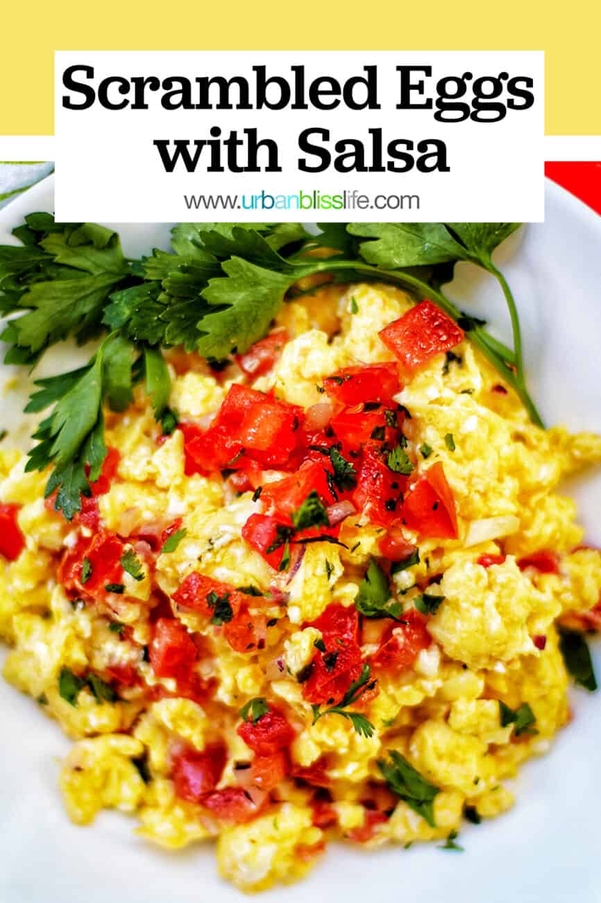 eggs with salsa and text overlay