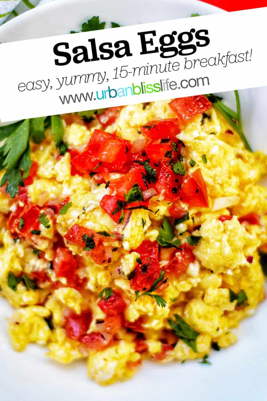 eggs with salsa and text overlay