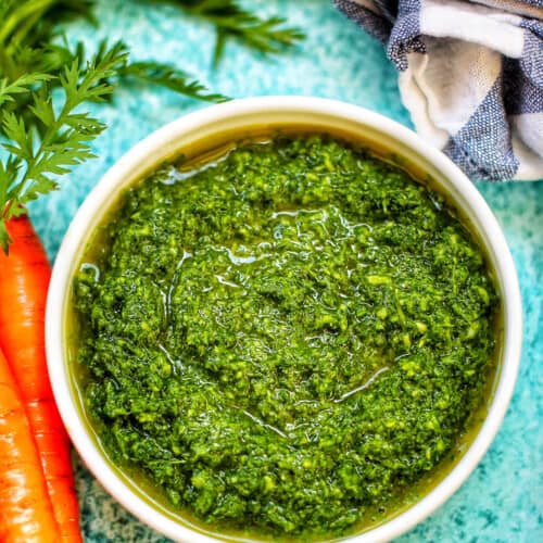 carrot top pesto feature