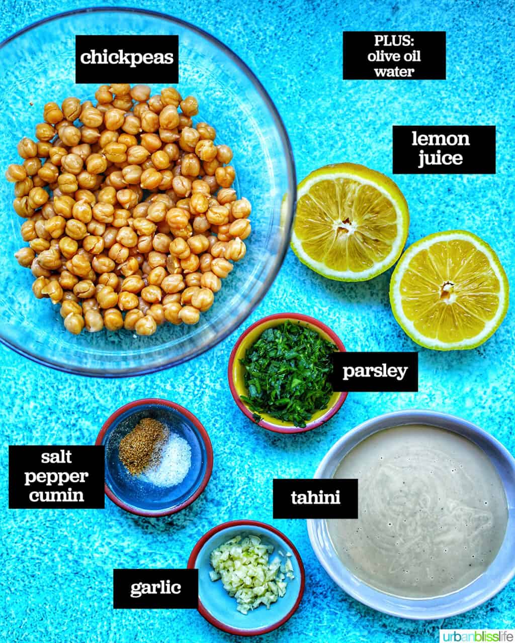ingredients to make classic hummis
