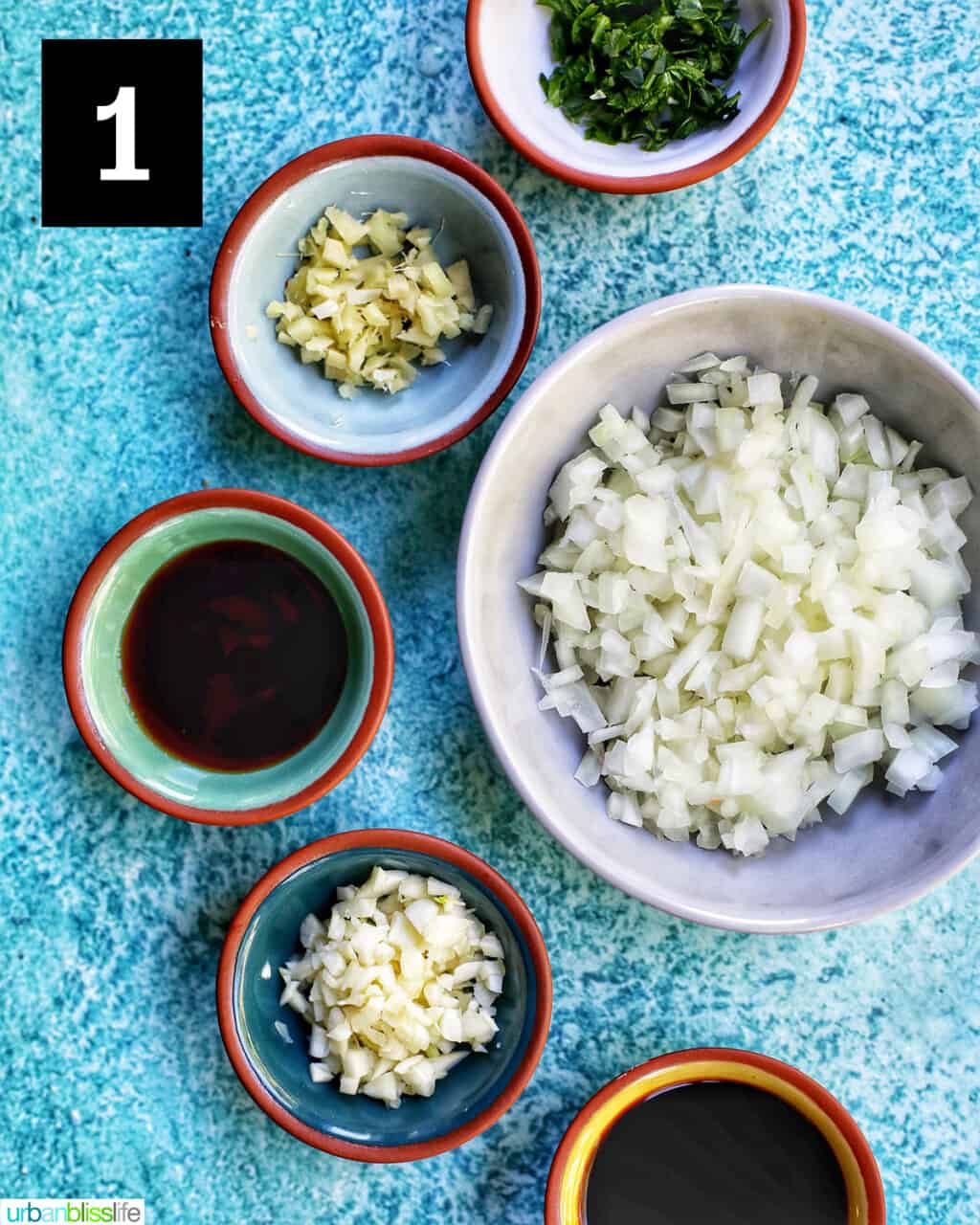 ingredients for sauce in bowls