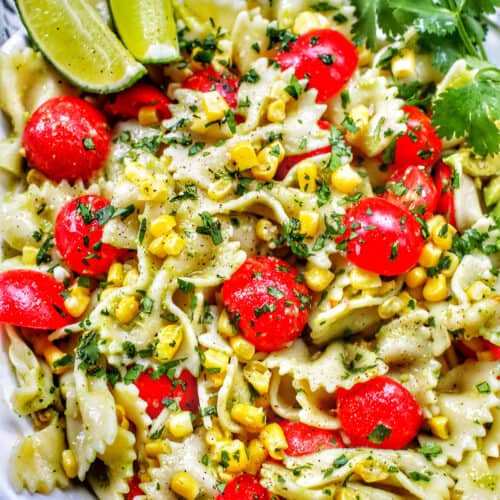 Avocado Pasta Salad Corn Tomatoes