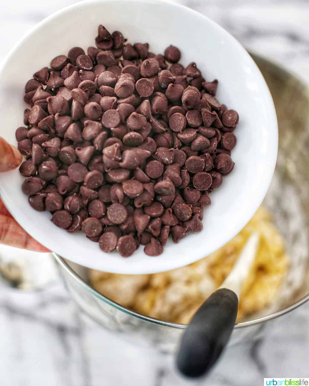 adding chocolate chips
