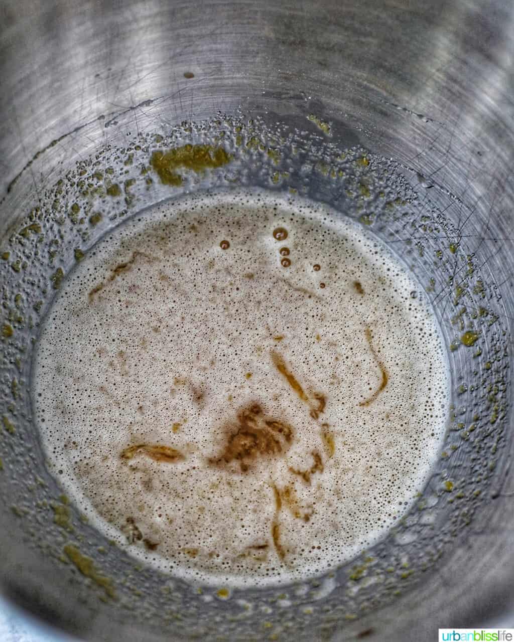 the egg mixture base for chocolate chip almond biscotti