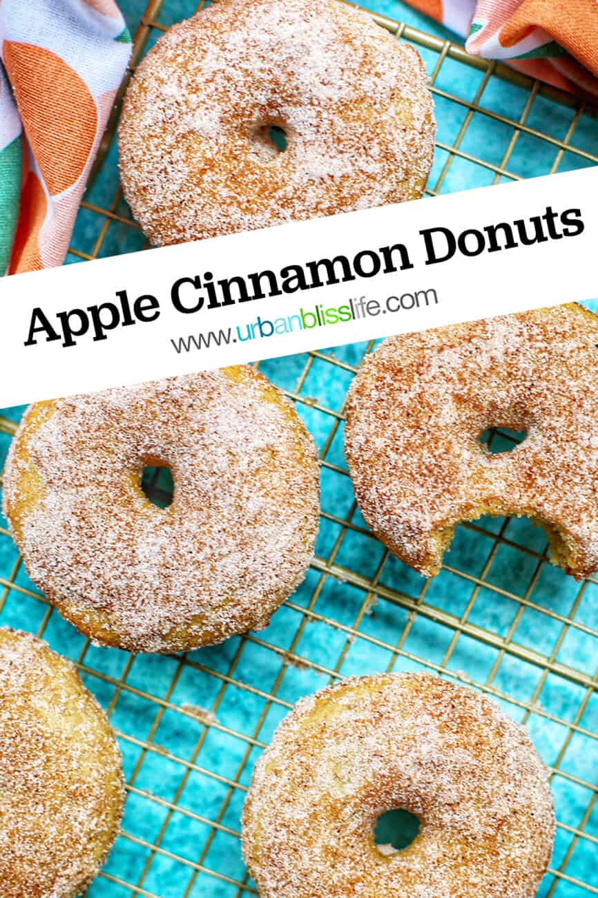 Baked Apple Cinnamon Donuts with text overlay for Pinterest