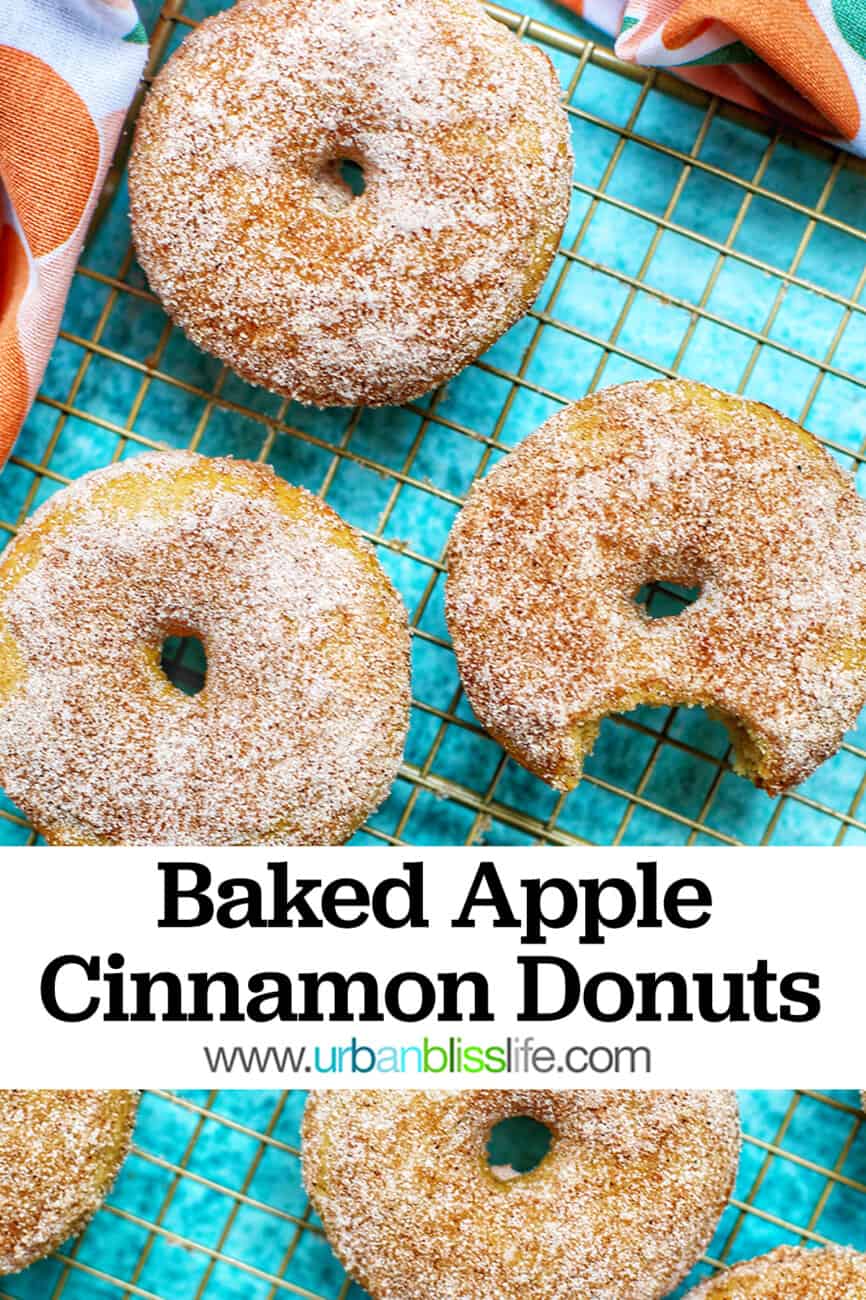 Baked Apple Cinnamon Donuts with text overlay for Pinterest