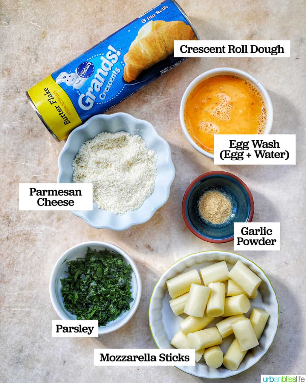 ingredients for Christmas Tree Pull-Apart Bread