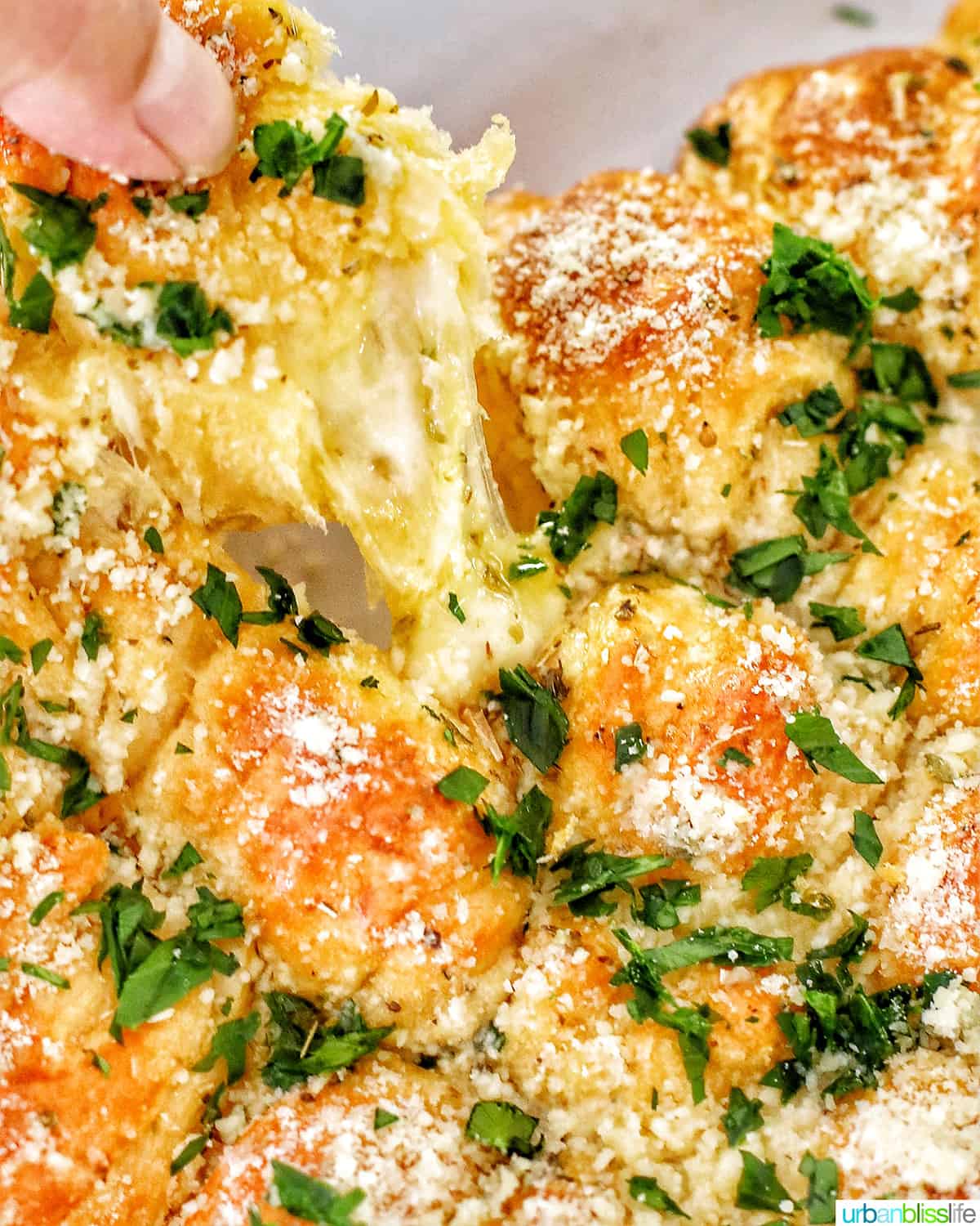 Christmas Tree Pull-Apart Bread cheese pull