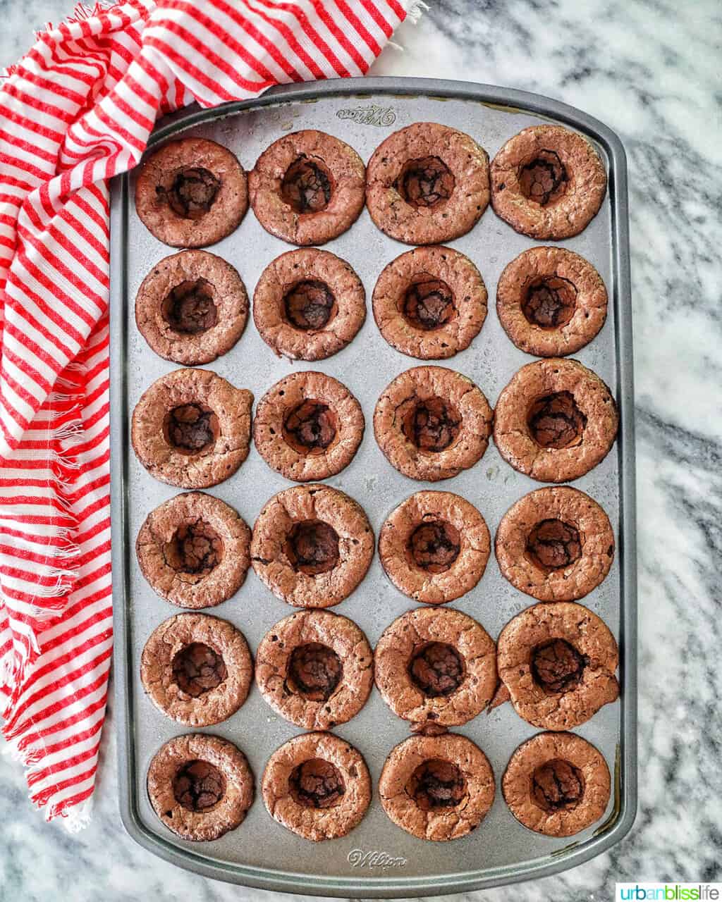 mini brownie bites in baking pan