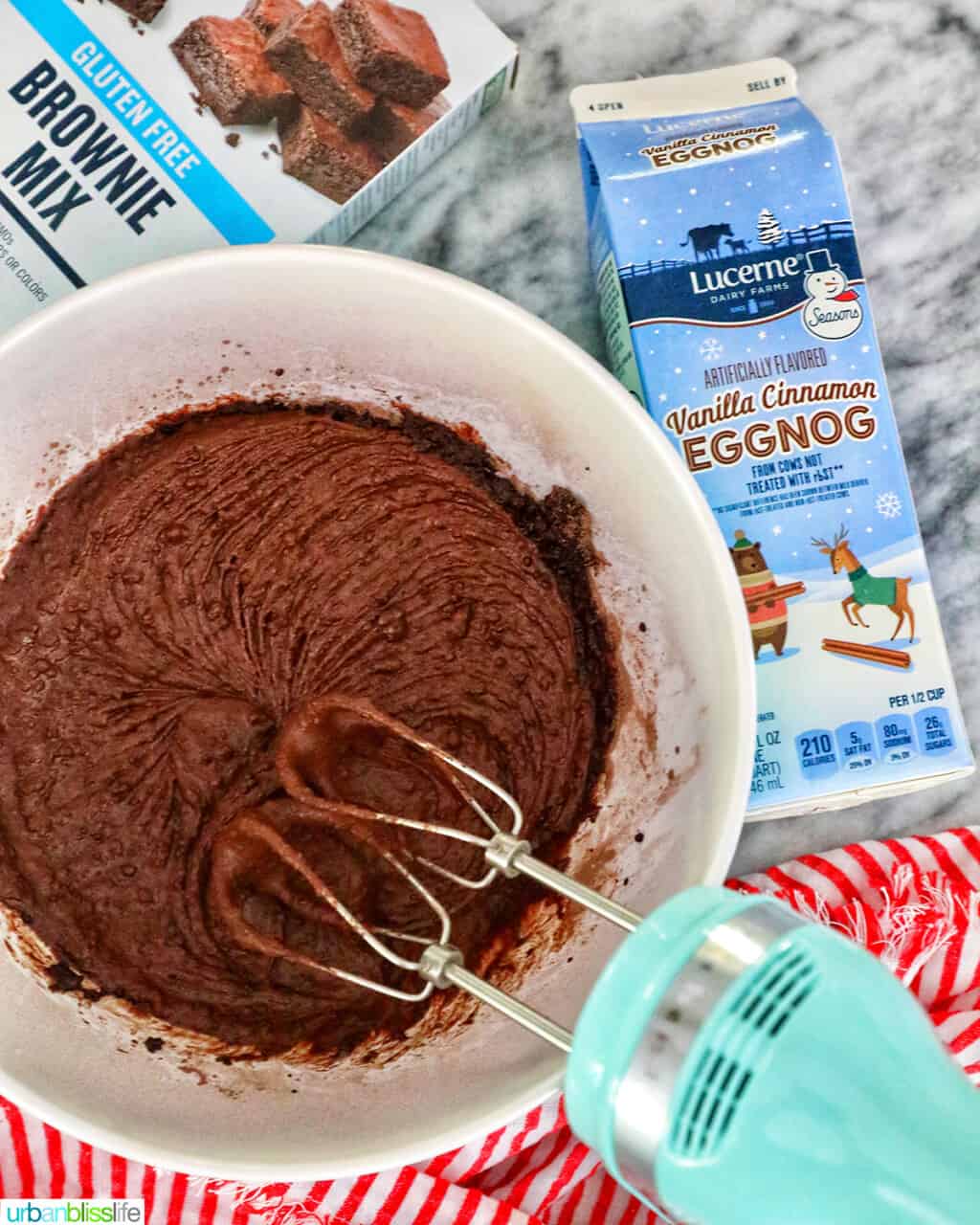 mixing brownie batter