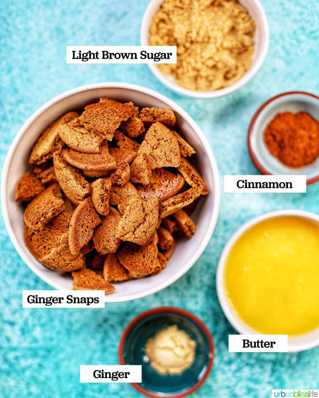 Pumpkin Cheesecake Bars with Gingersnap Crust - ingredients for the crust
