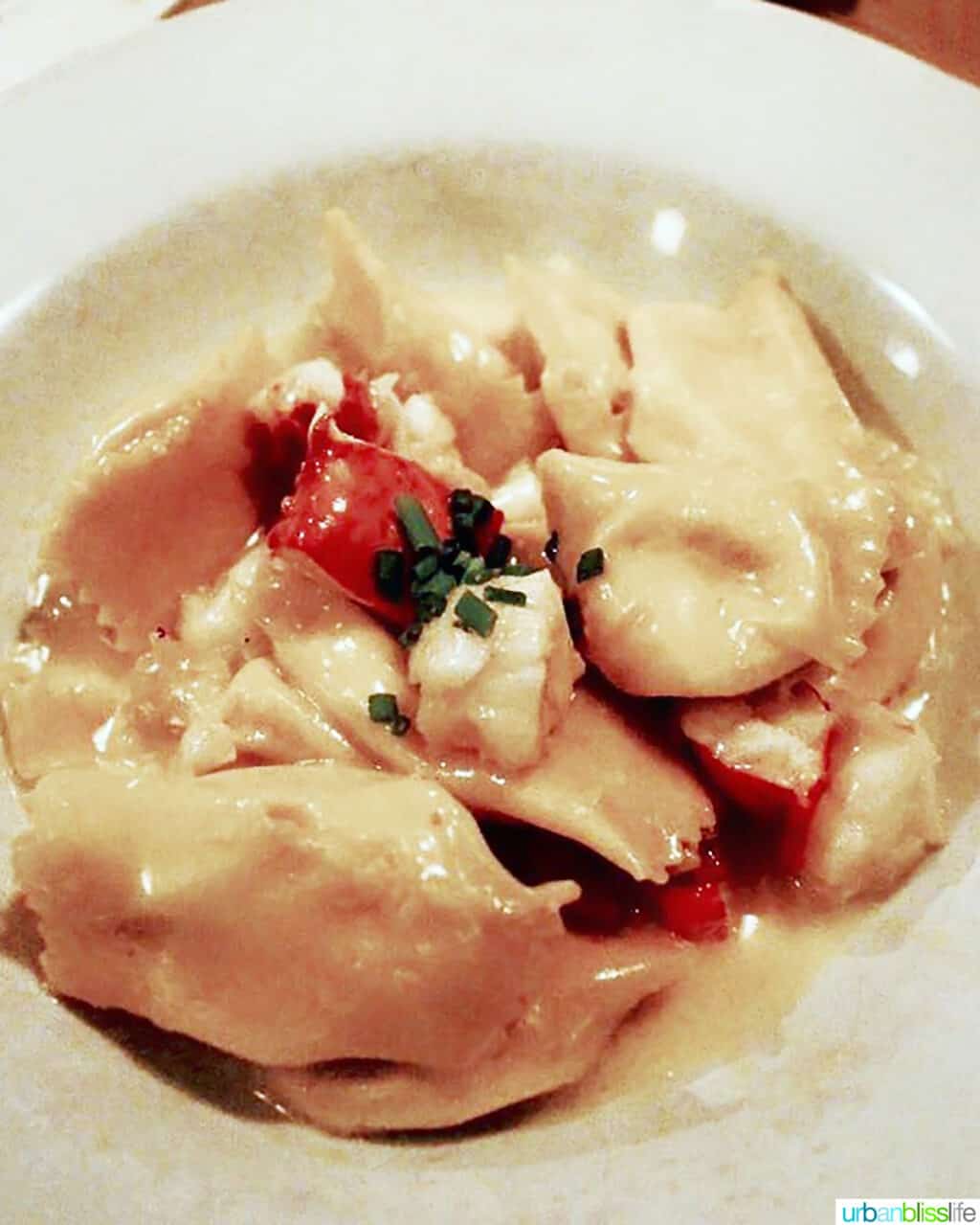 lobster agnolotti at A Cena Italian restaurant in Portland, Oregon