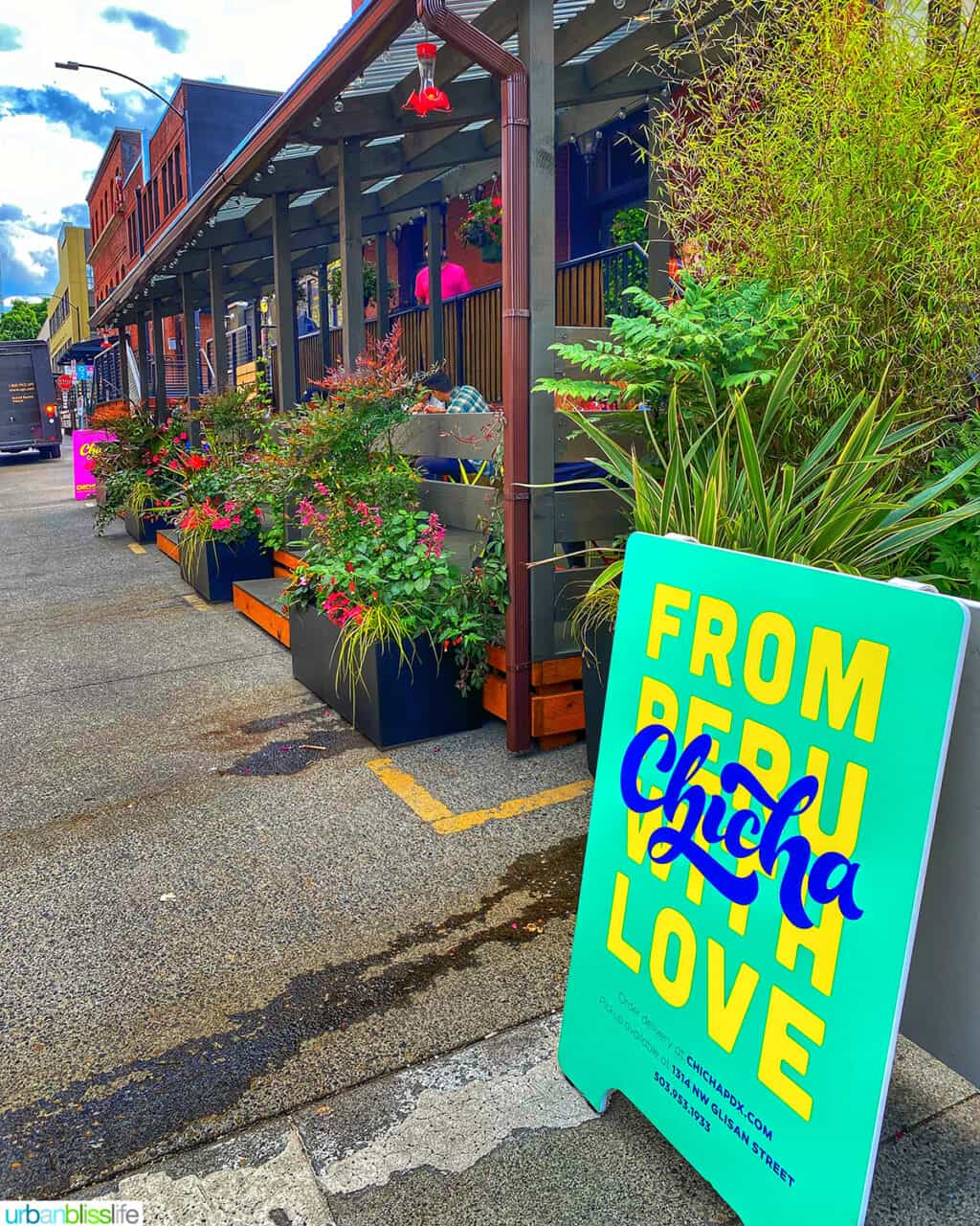 colorful sign for Chicha restaurant