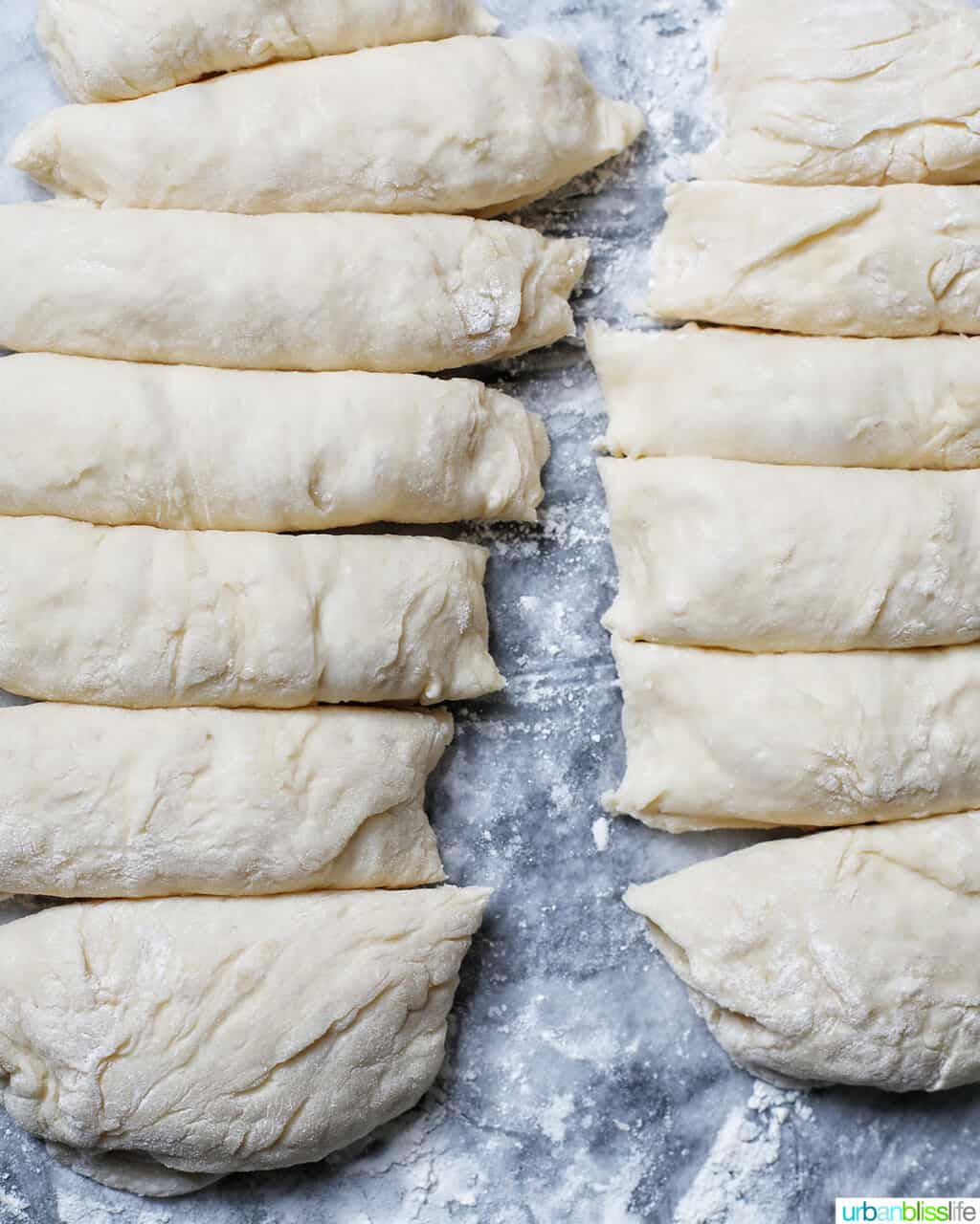 sliced dough to make pandesal