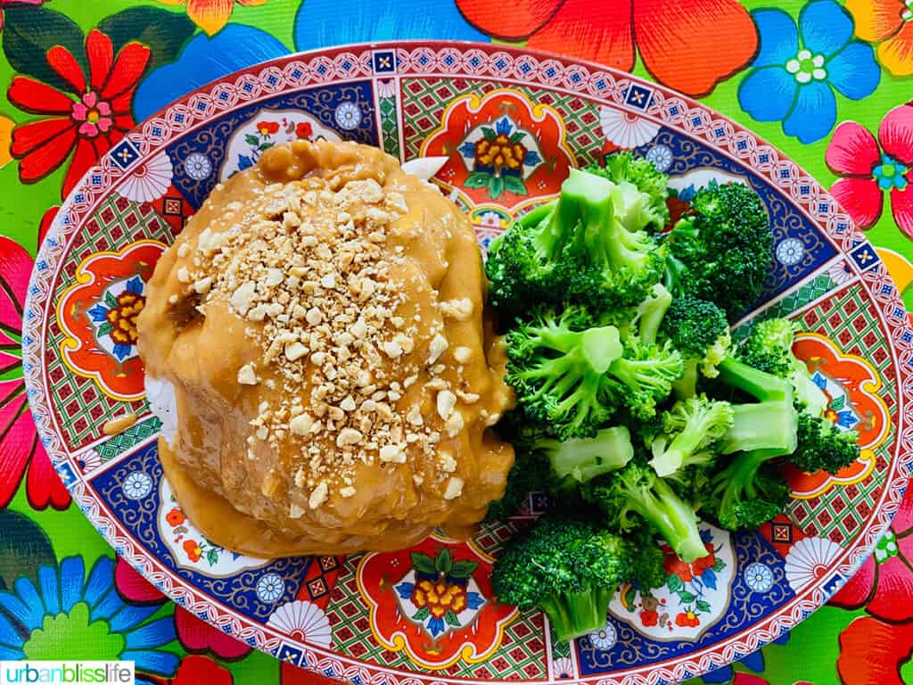 Nong's Khao Man Gai chicken with broccoli.
