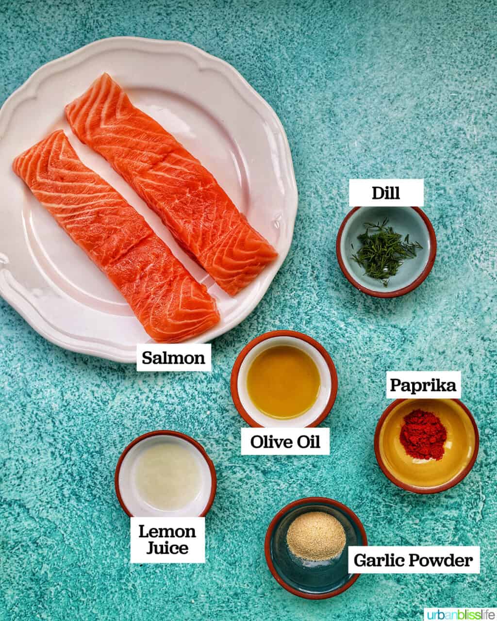 ingredients to make air fryer lemon garlic paprika salmon