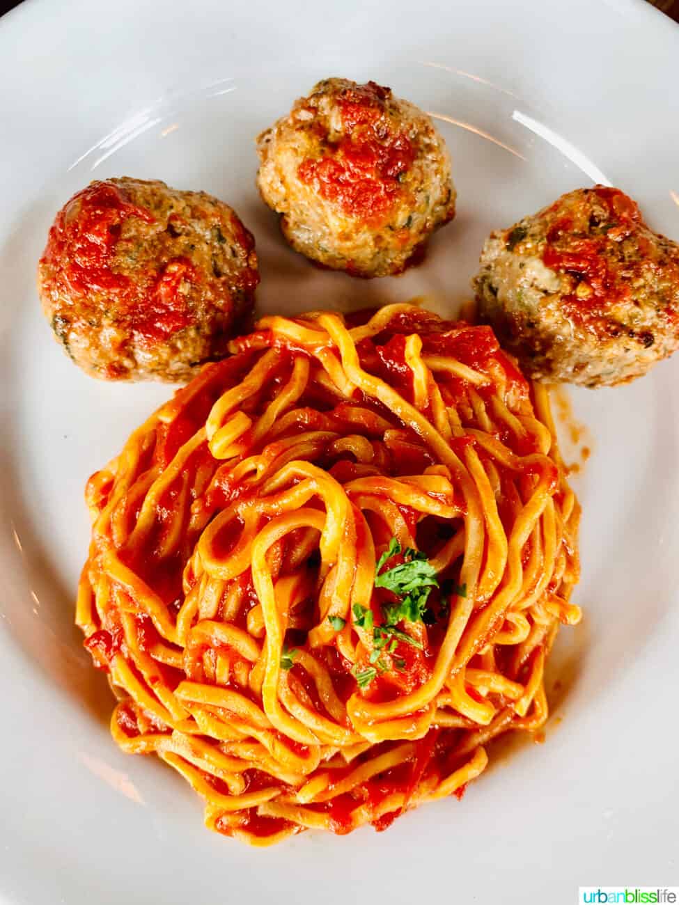 pasta with meatballs.