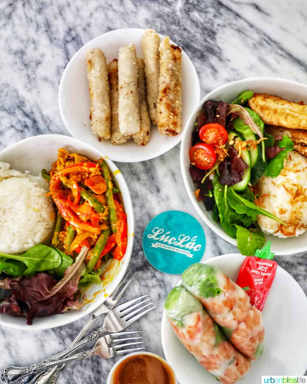 plates of Vietnamese food.