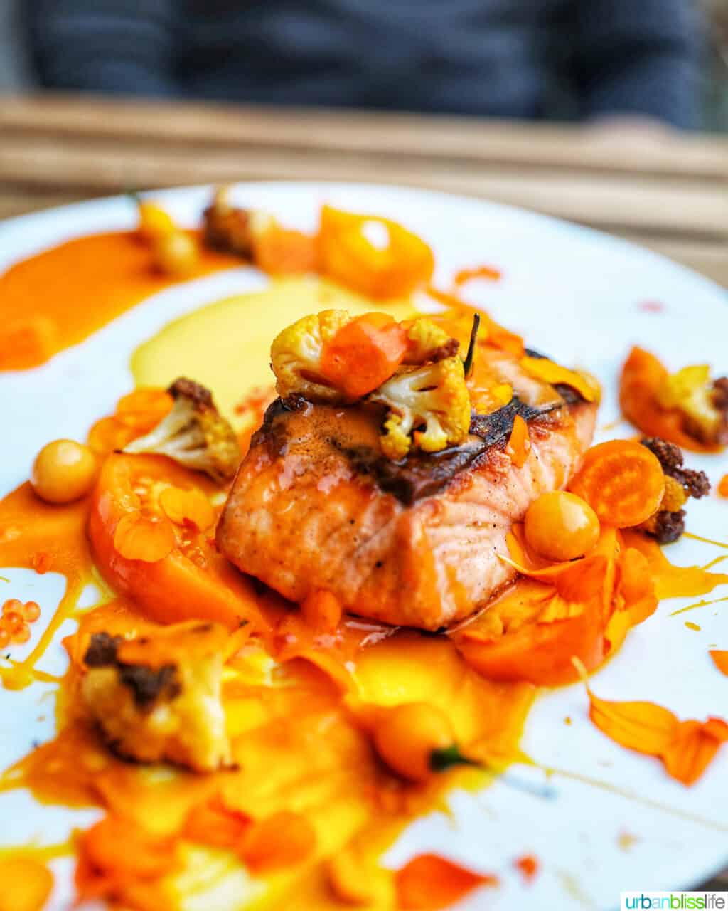 salmon at at Quaintrelle restaurant in Portland, Oregon.