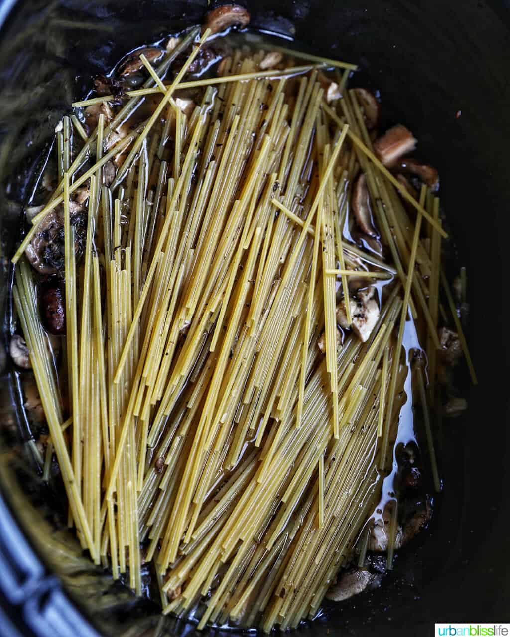 broken spaghetti in crockpot