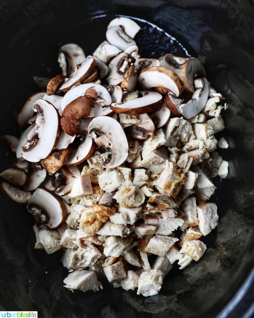 Turkey Tetrazzini ingredients in crockpot