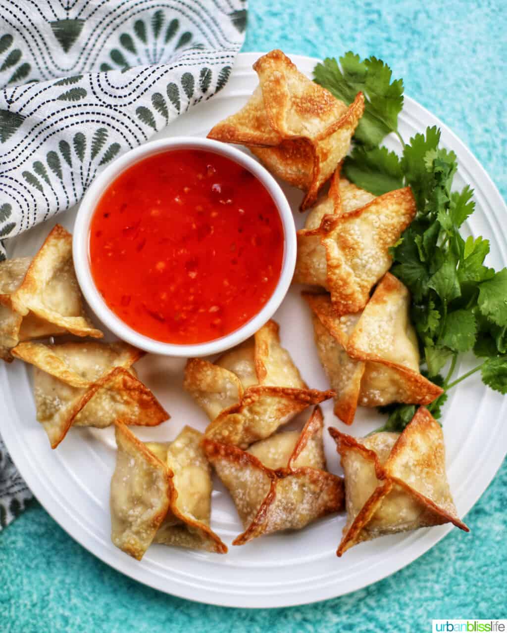 air fryer crab rangoon on plate