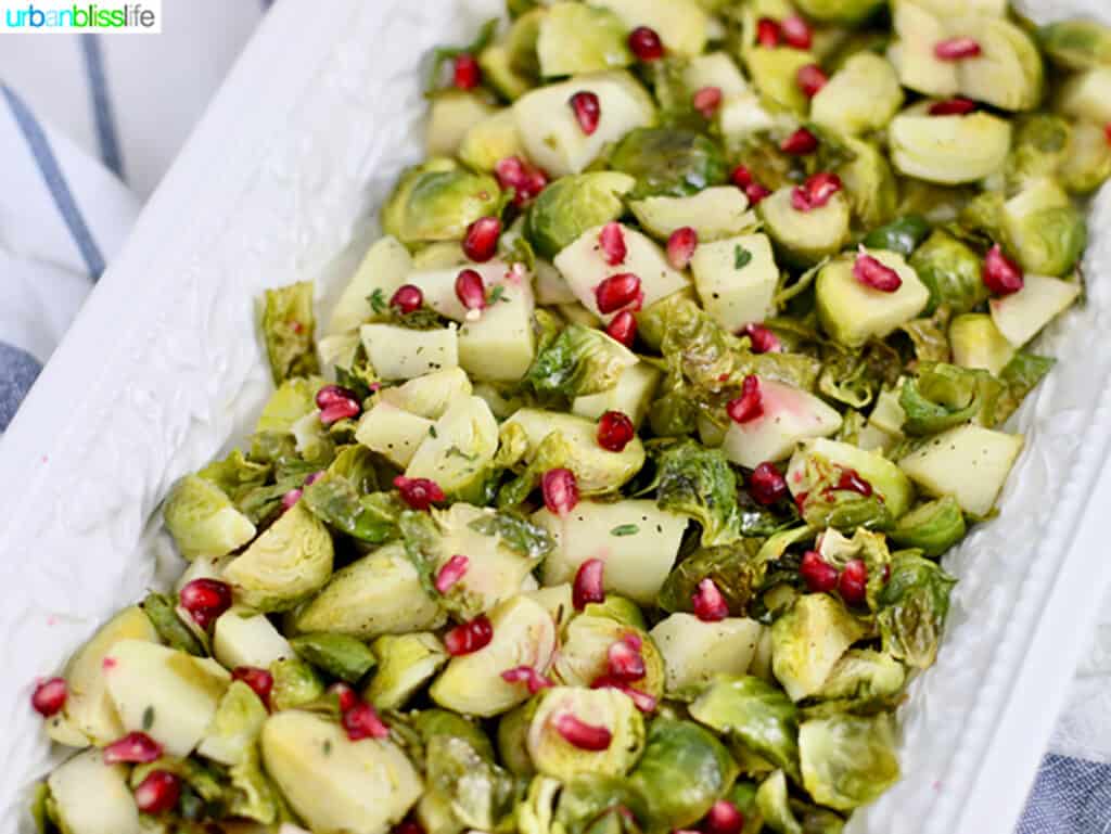 Roasted brussels sprouts with apples and pomegranate