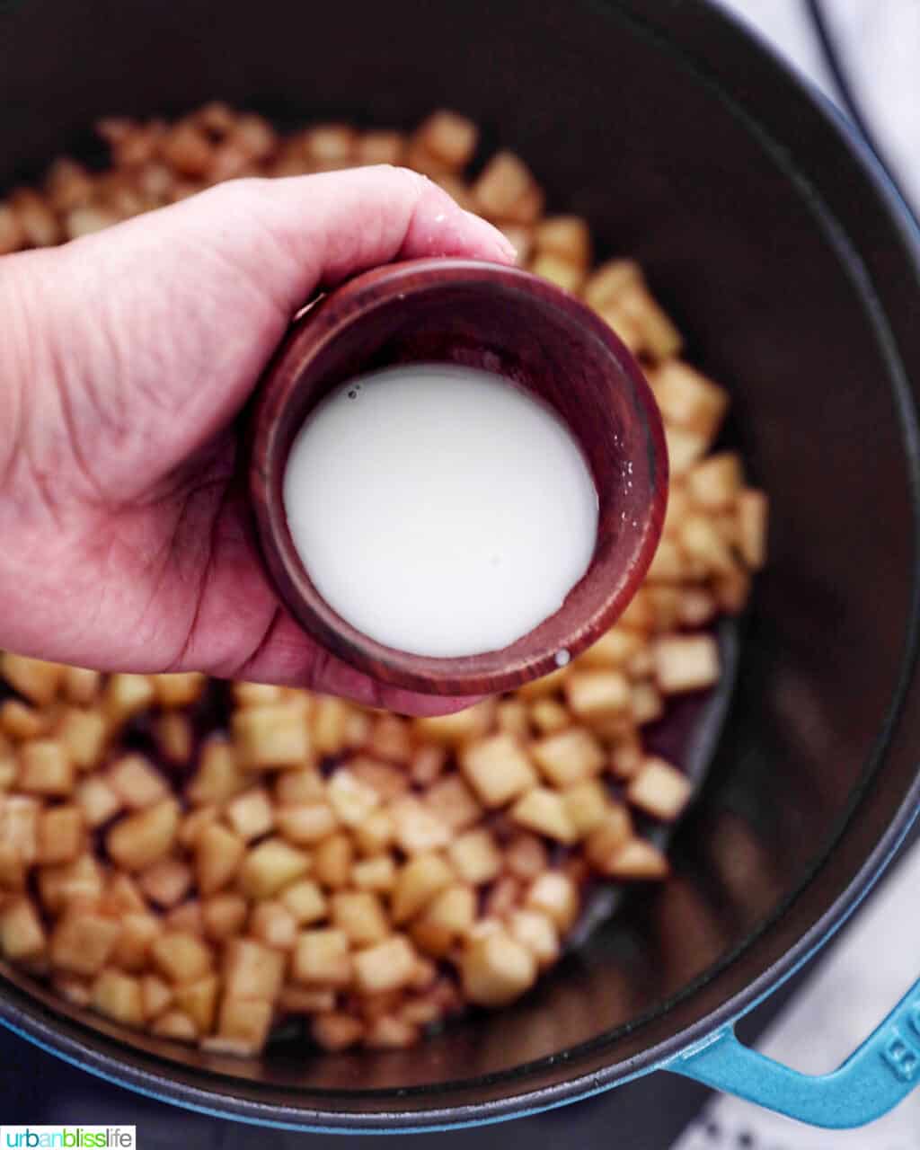 bowl of cornstarch slurry