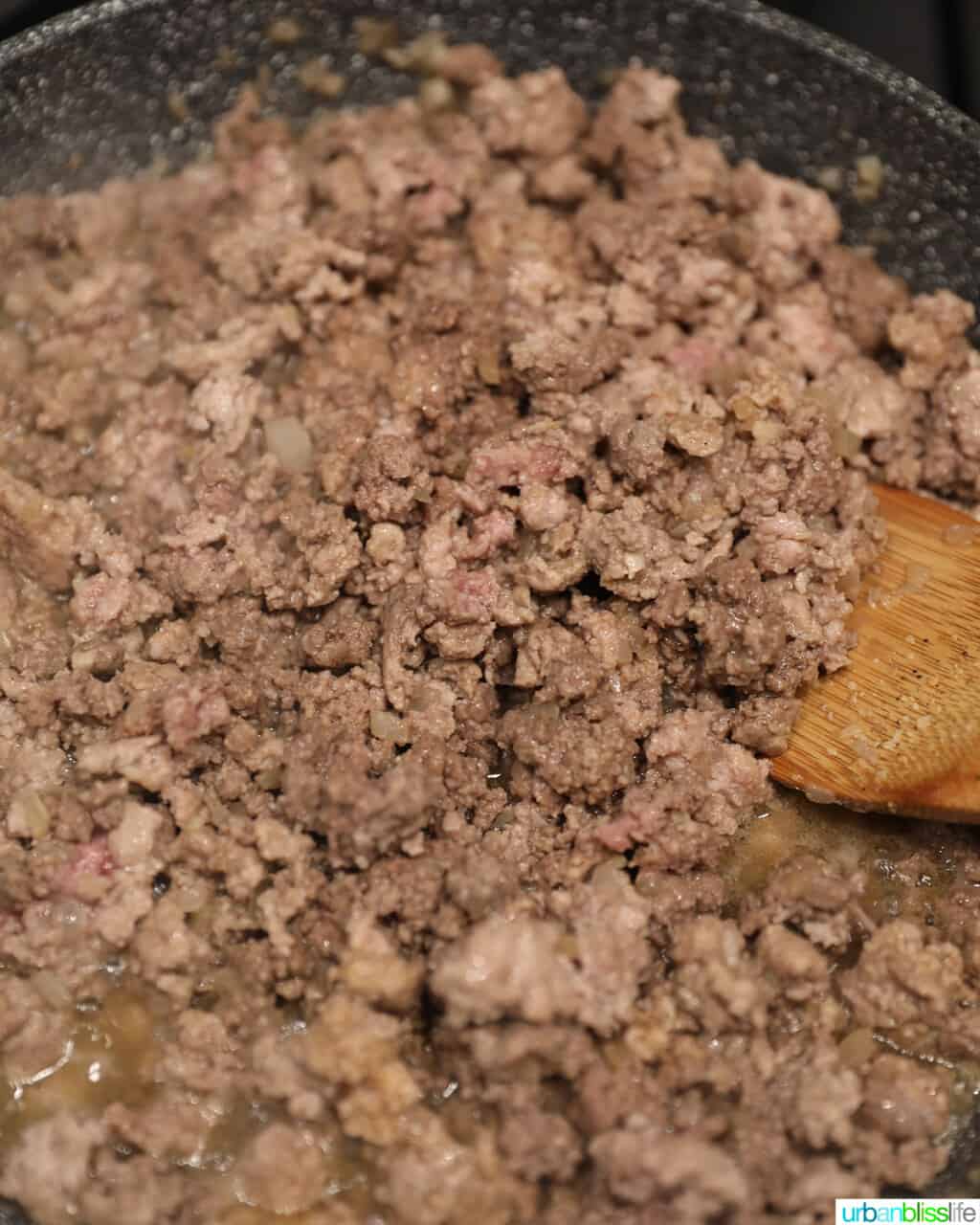 cooking the meat for Filipino lumpia