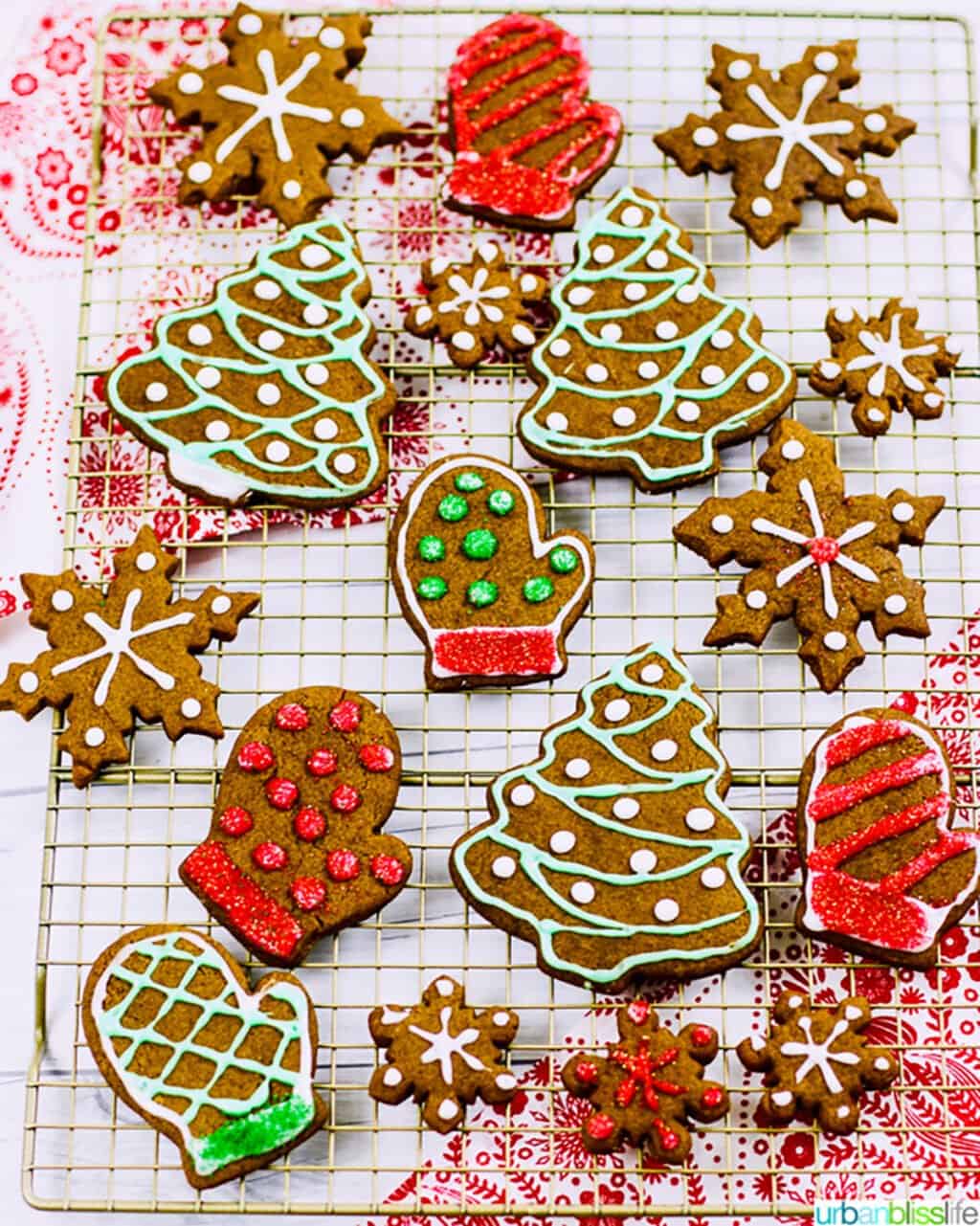 Soft Gingerbread Cookies in holiday shapes