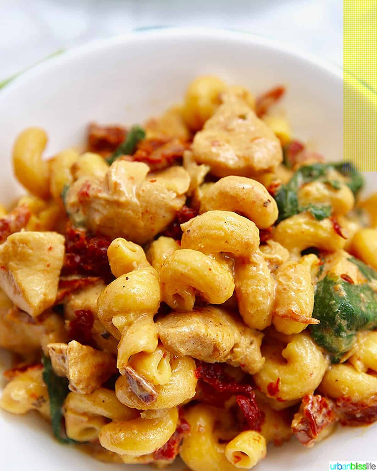 Dairy-Free Instant Pot Tuscan Chicken Pasta in a bowl
