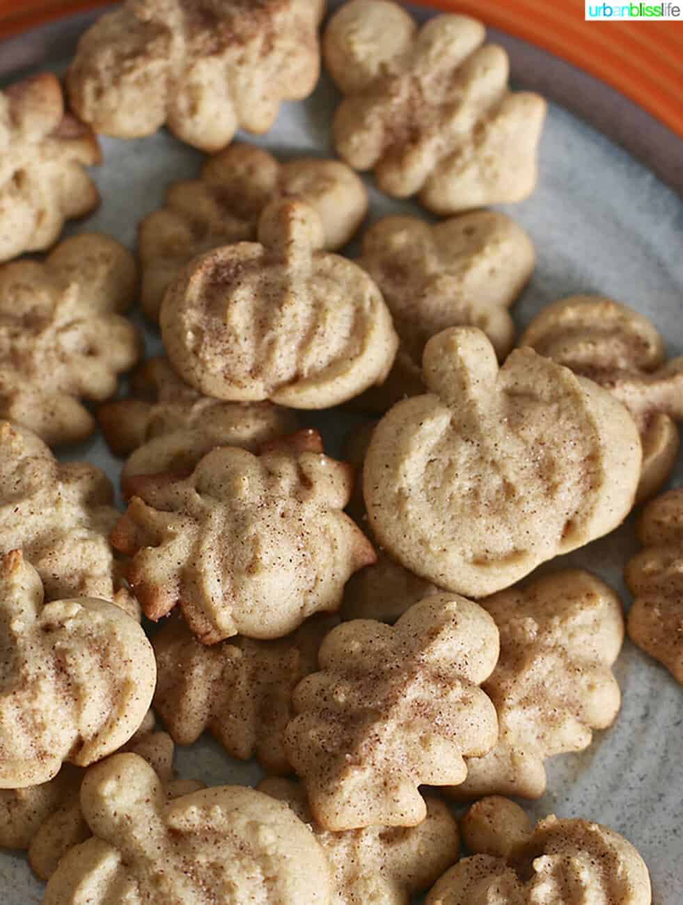 Spritz Cookies with Maple Cinnamon Sugar recipe on UrbanBlissLife.com