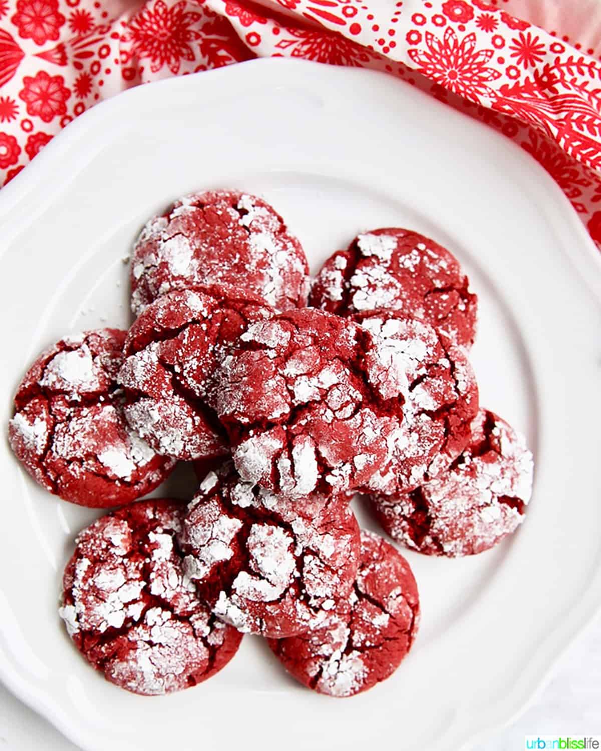 Several Red Velvet Cookies on a plate