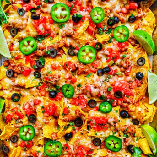 Sheet Pan Tex Mex Vegetarian Nachos