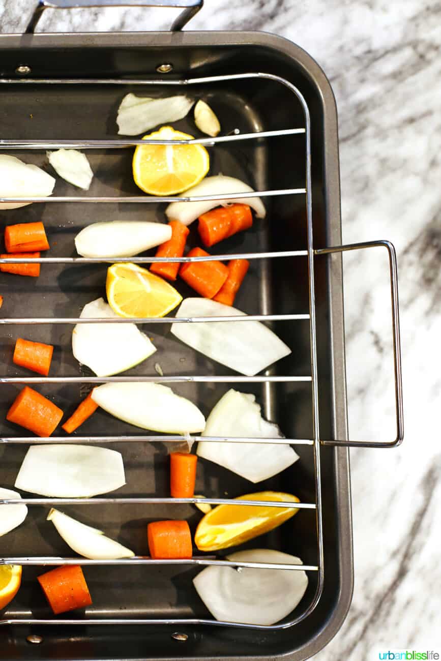 vegetables in roasting pan
