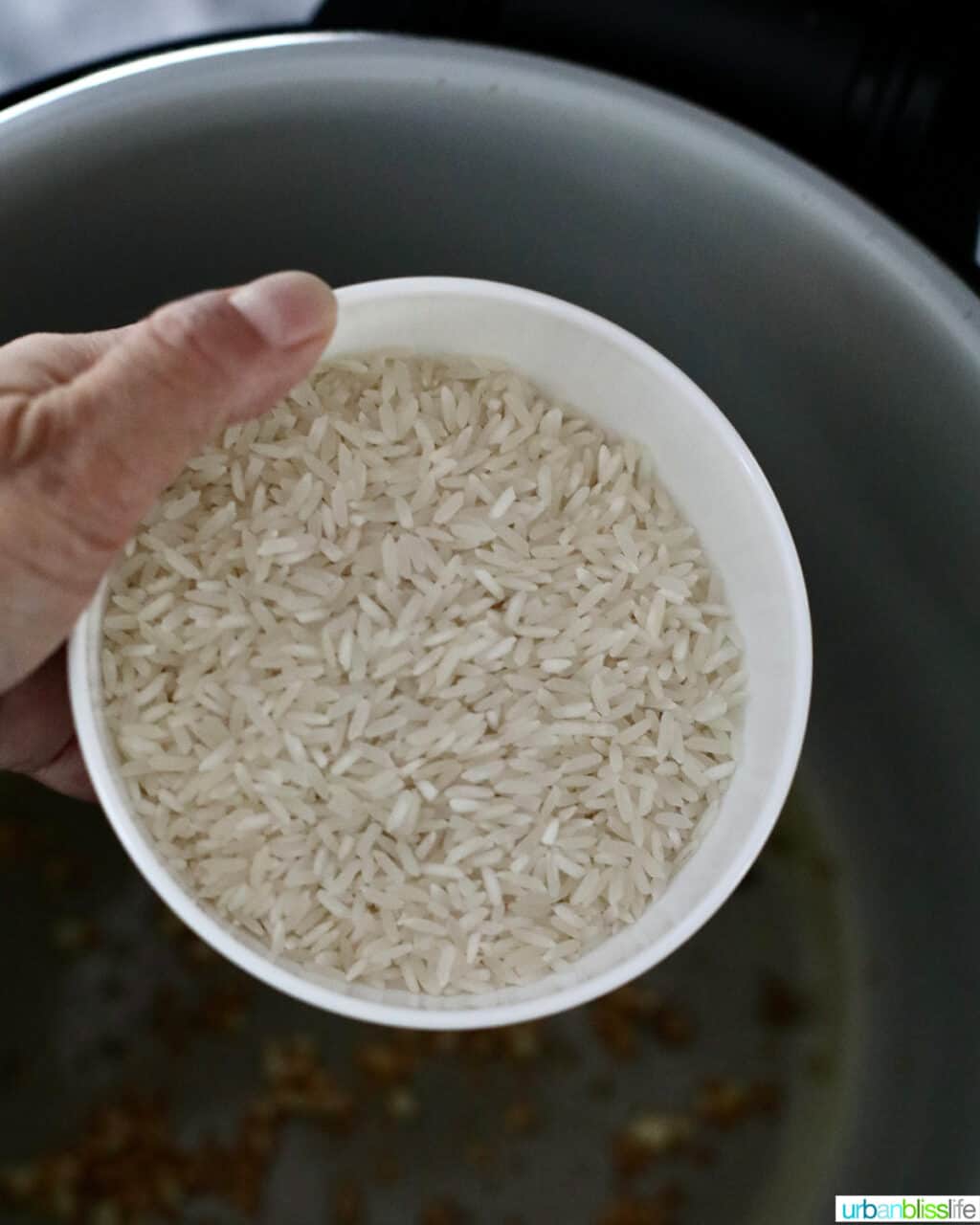 adding rice to the instant pot