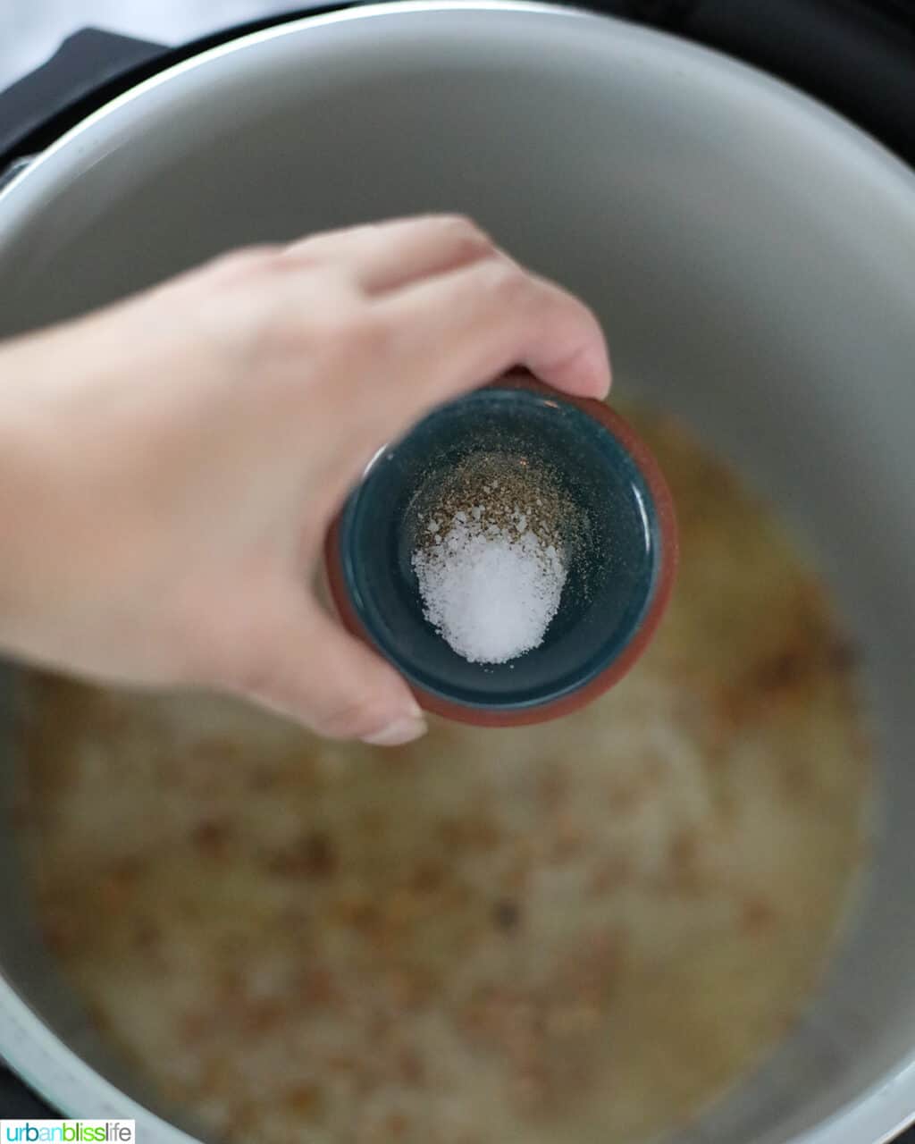 adding salt and pepper to instant pot