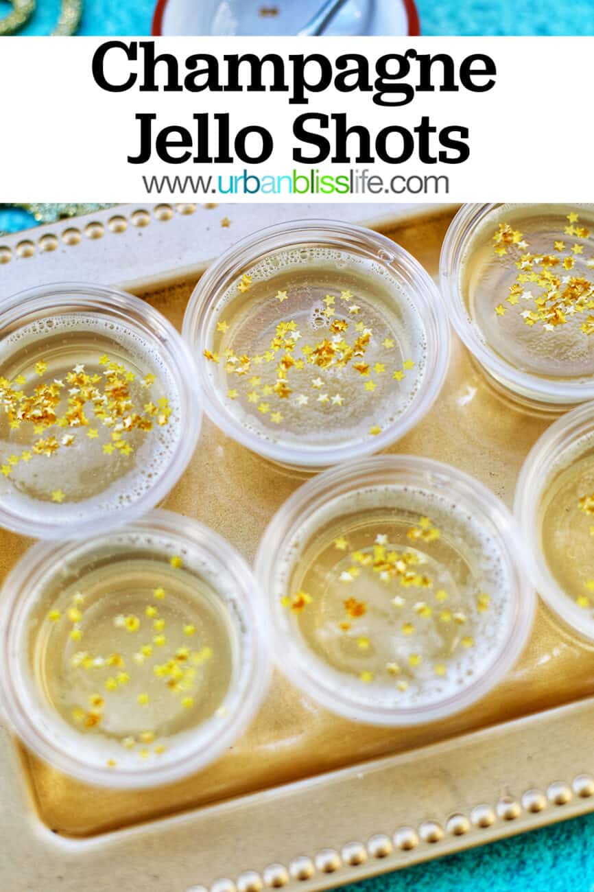 Champagne Jello Shots with text overlay