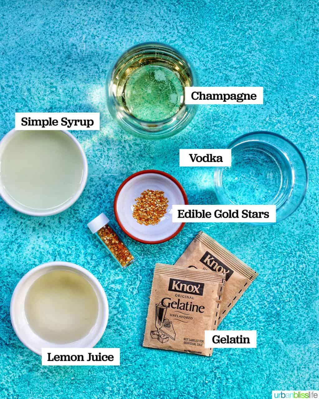 ingredients to make Champagne Jello Shots