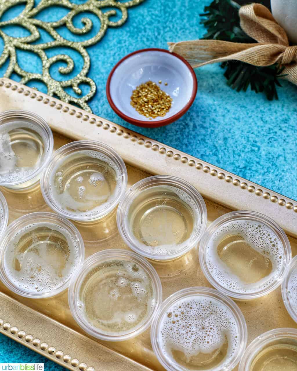 Champagne jello shots without gold glitter