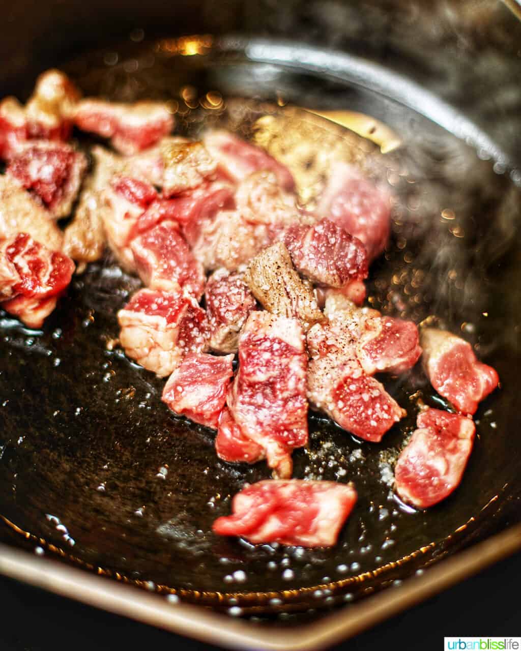 cooking steak for Jjapaguri noodles