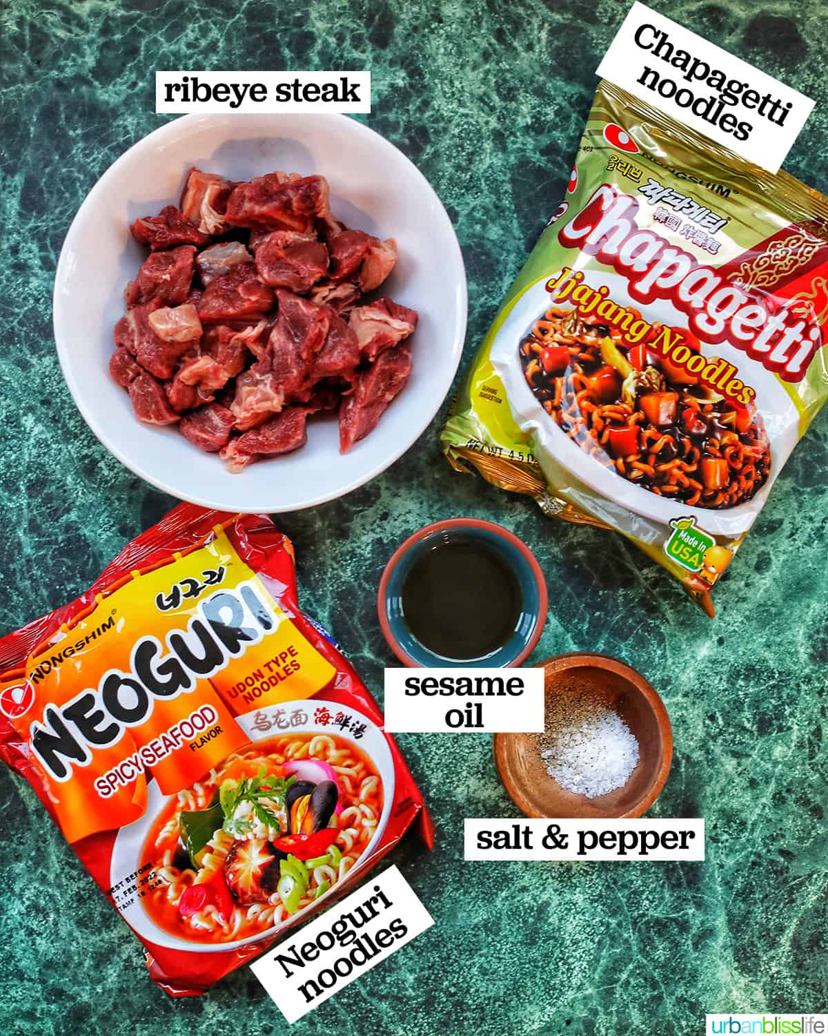 ingredients to make jjapaguri noodles
