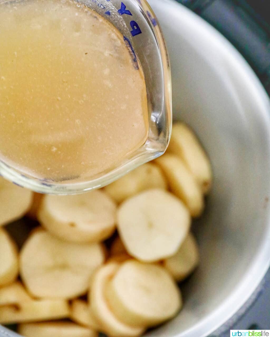 pouring broth into the instant pot
