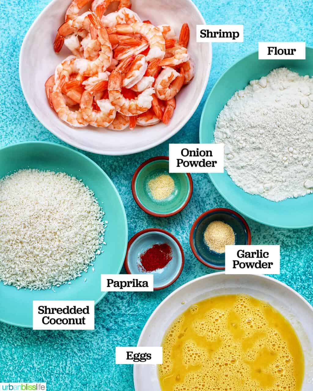 Ingredients to make air fryer coconut shrimp