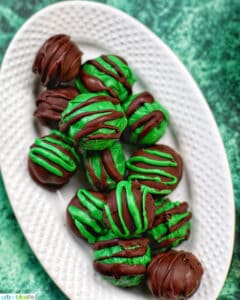 white plate with Mint Oreo Truffles