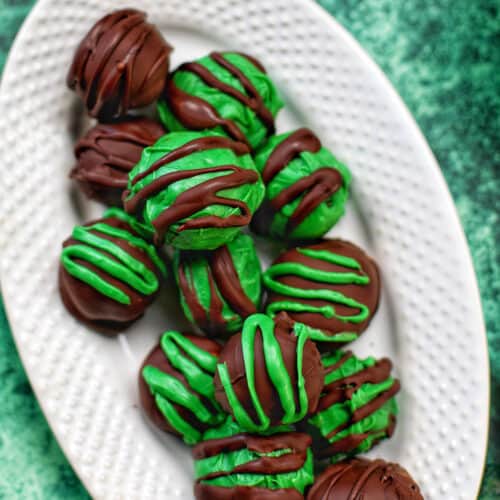 white plate with Mint Oreo Truffles