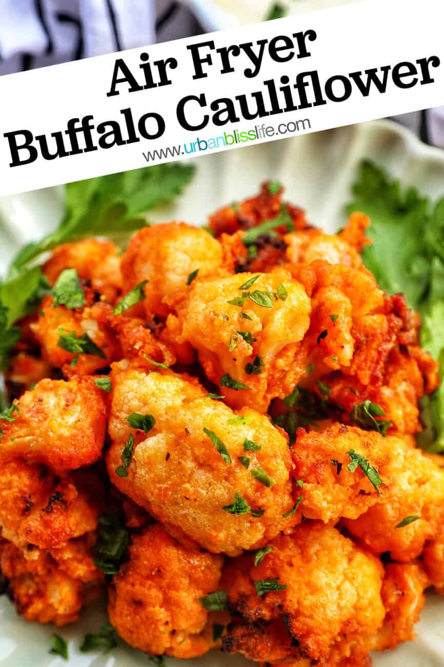 air fryer buffalo cauliflower with text overlay
