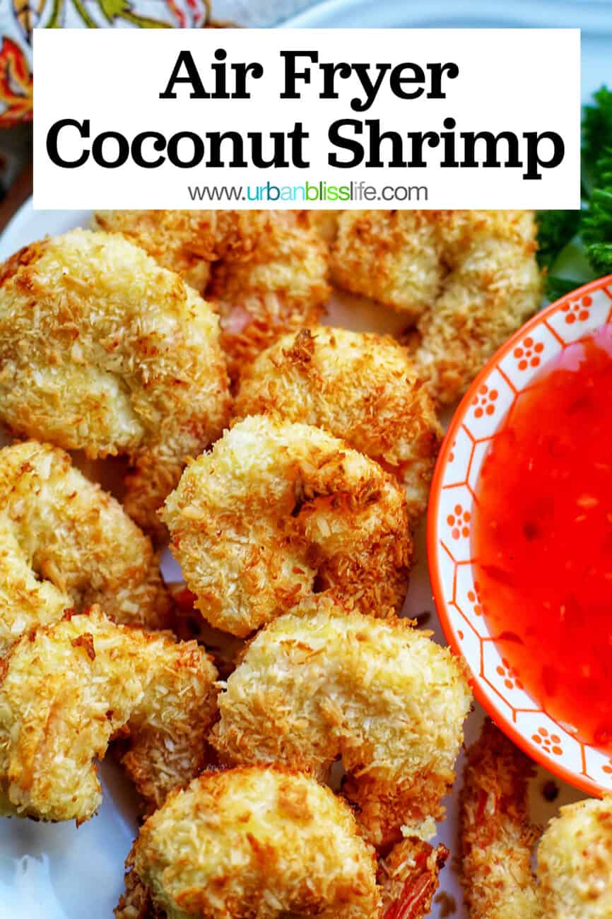 Air Fryer Coconut Shrimp with text overlay